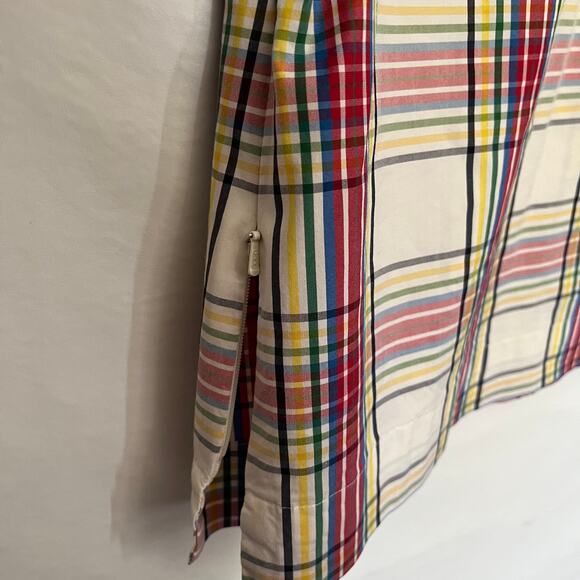 Talbots Plaid Bell Sleeve Womens Top Small Petite White Ruffles Academia Preppy - Picture 13 of 16